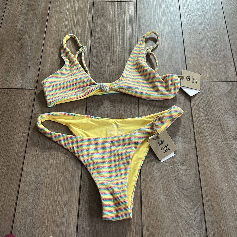 NWT Toast Swim Rainbow Rib Two Piece Bikini Swimsuit
